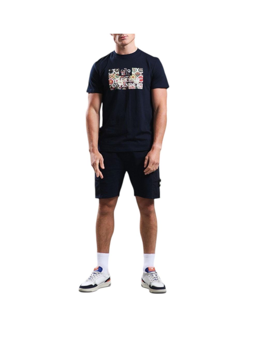 Weekend Offender Blue T Shirt Caps Graphic Print Crew Neck Casual Cotton Tee Top for men