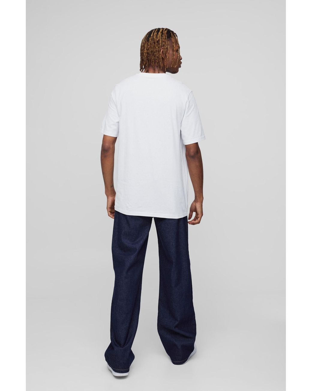 BoohooMAN Blue Tall Indigo Denim Relaxed Fit Jeans for men