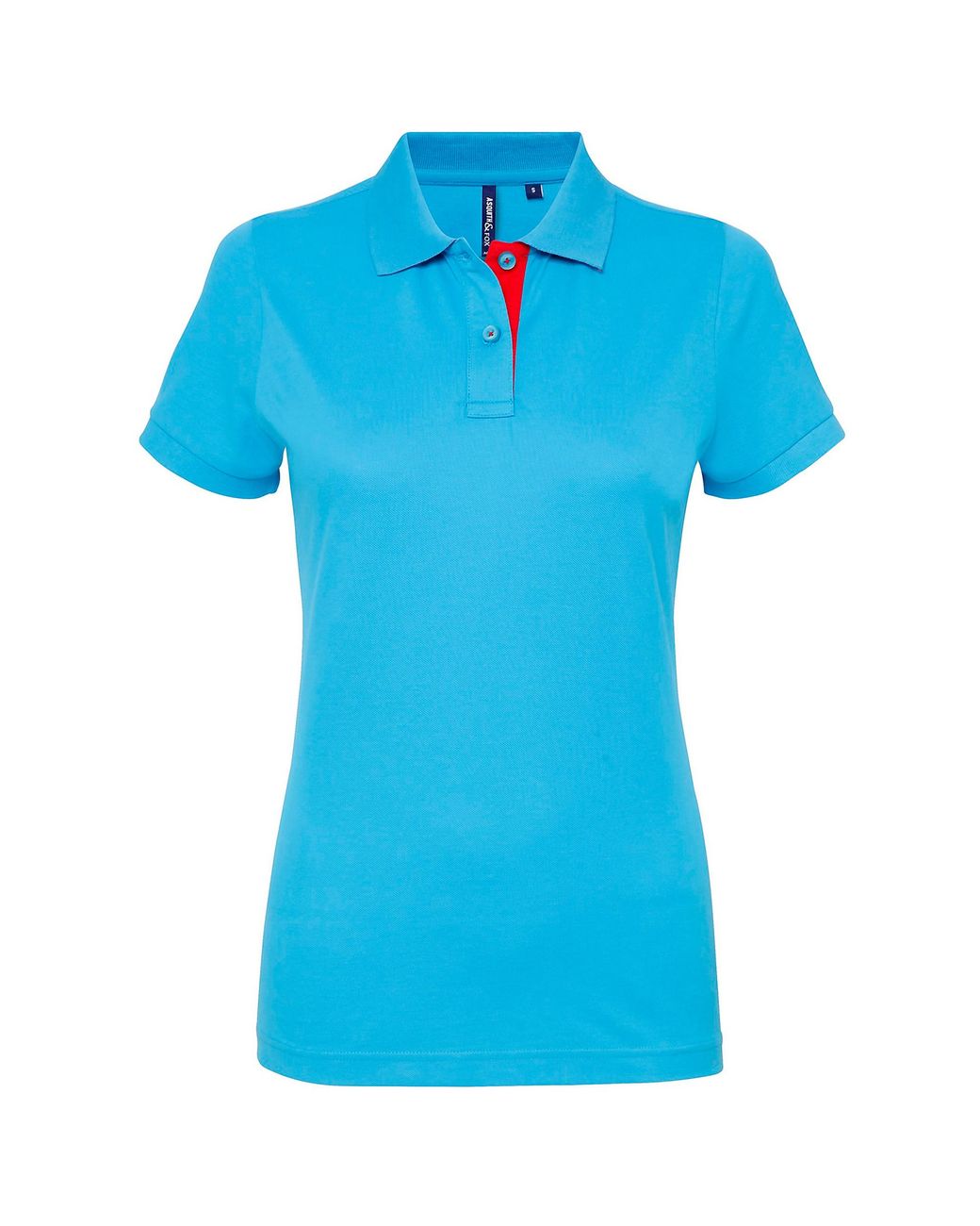 Asquith & Fox Blue Ladies Short Sleeve Contrast Polo Shirt