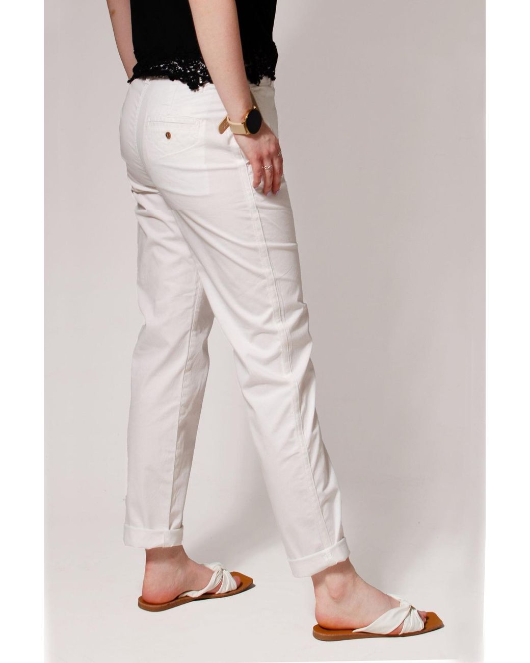 Secret Label White Tapered Ankle Grazer Chino Trousers