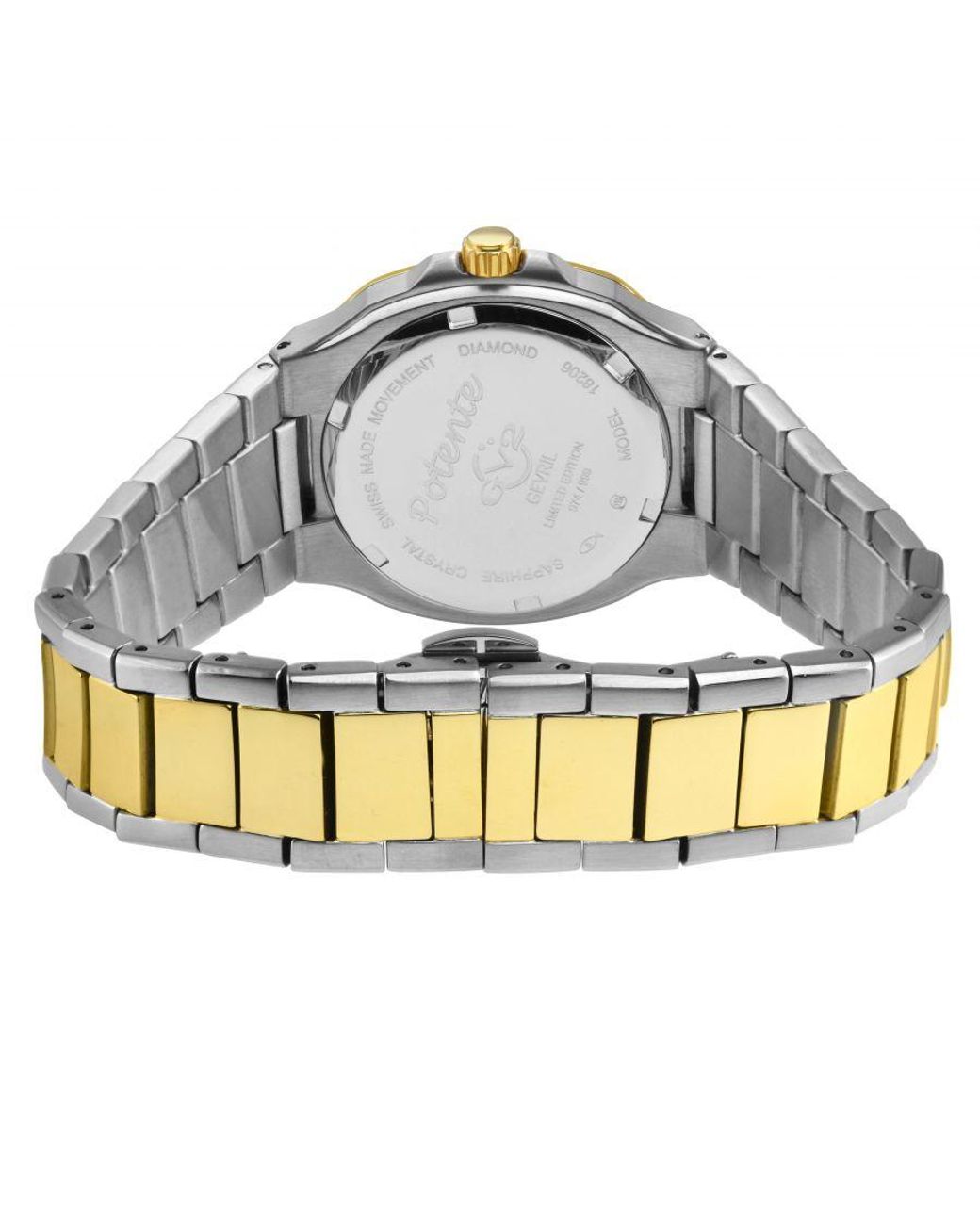 Gv2 Metallic Potente Lady Mop Dial, Two Toned 316L Stainless Steel Ipyg Diamond Swiss Quartz Watch