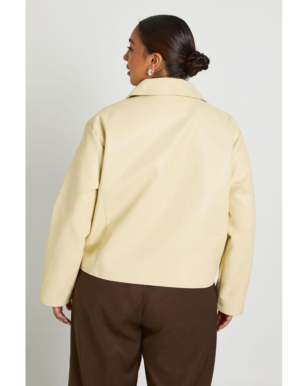 Boohoo Natural Plus Pu Elasticated Hem Jacket