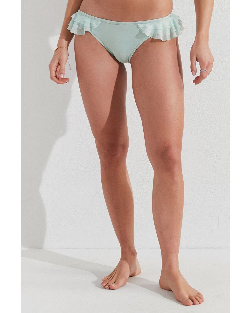 Penti Blue Low-Waist Hipster Bikini Bottoms With Ruffle
