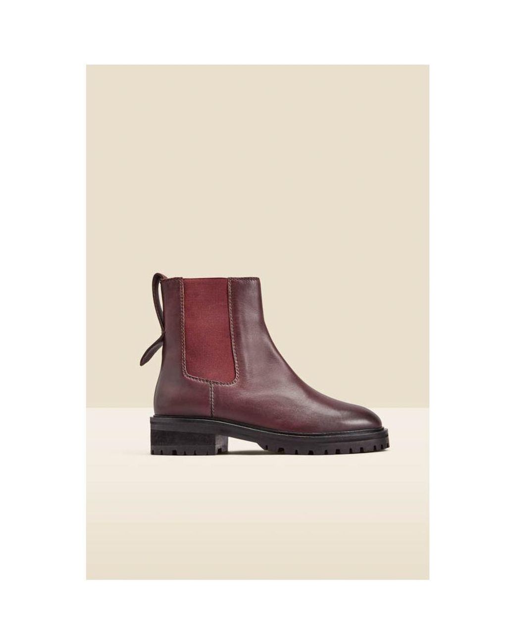 Sosandar Blue Burgundy Chunky Sole Leather Chelsea Boot
