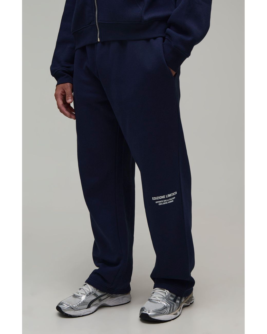 BoohooMAN Blue Straight Fit High Build Printed Jogger for men