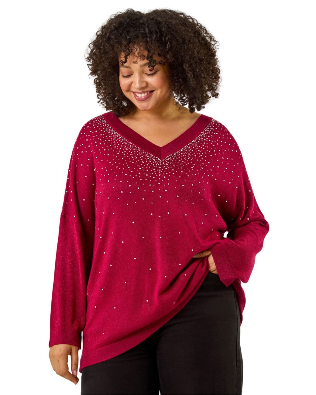 Roman Red Curve Hotfix Knit Top