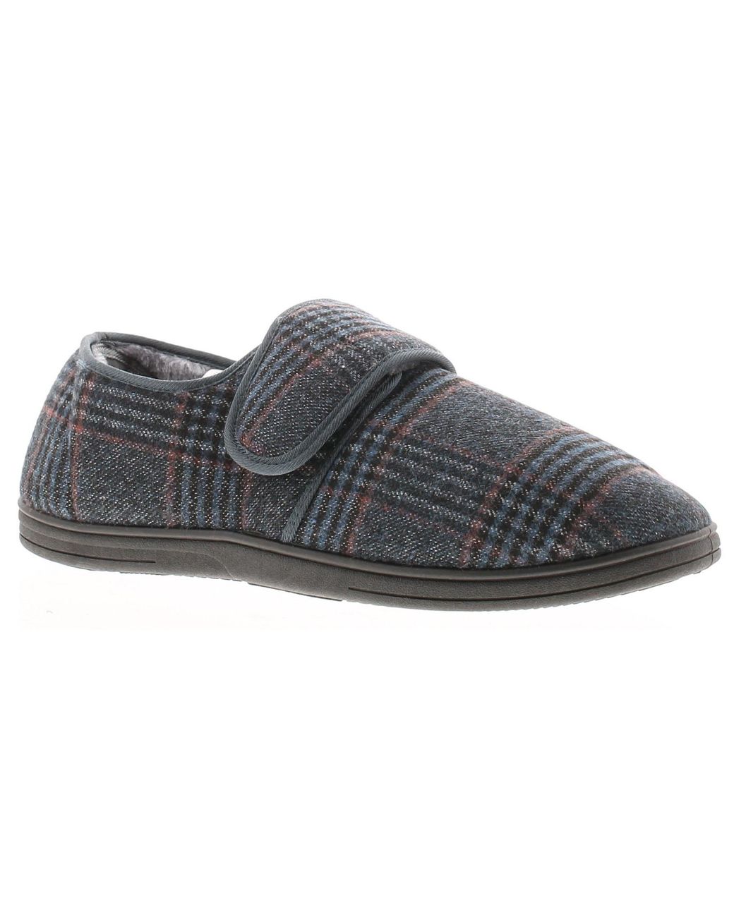 Dr Keller Gray Slippers Touch Fastening David Textile for men
