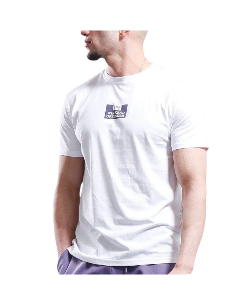 Weekend Offender White T Shirts Height Crew Neck Short Sleeve Cotton Summer New for men
