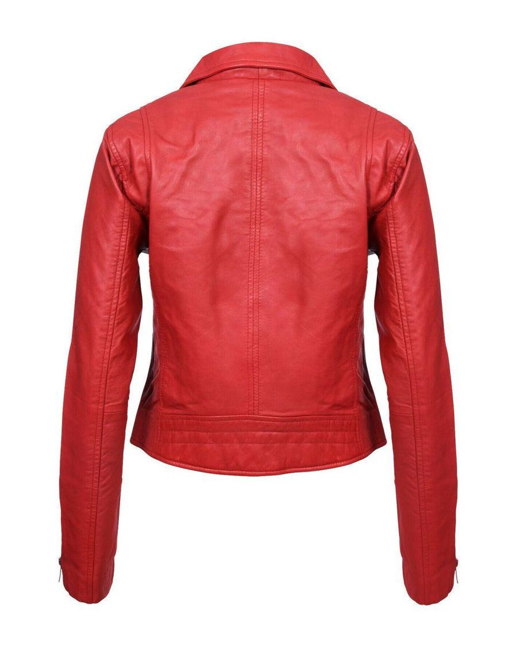 Infinity Leather Red Classic Brando Biker Jacket-Loughton