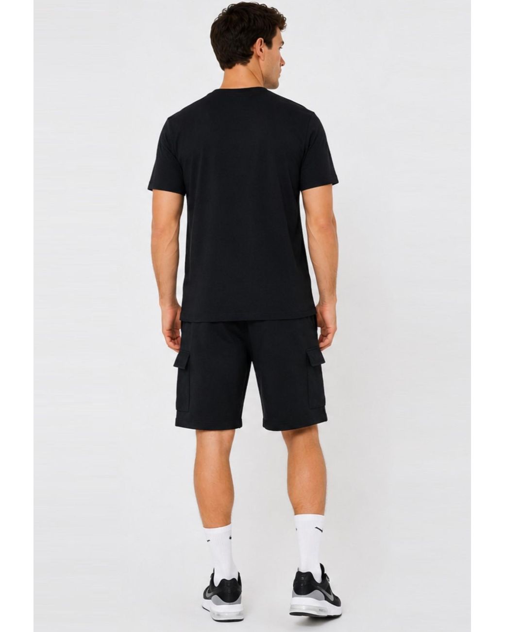 Nike Black Tracksuit T Shirt Cargo Pocket Shorts for men