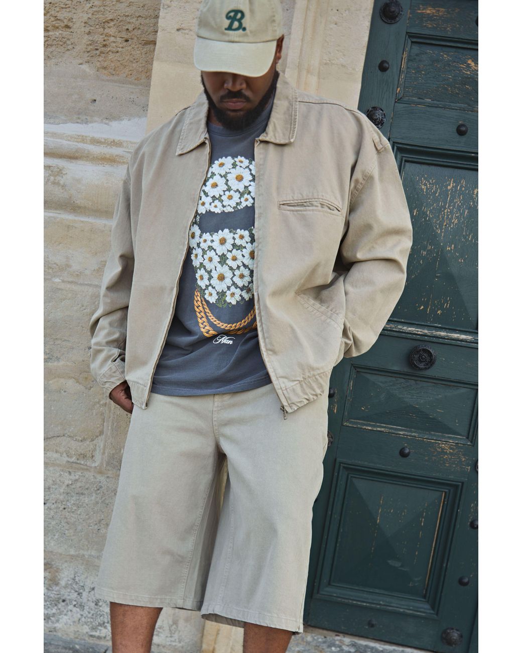 BoohooMAN Gray Plus Oversized Washed Zip Up Denim Overshirt for men