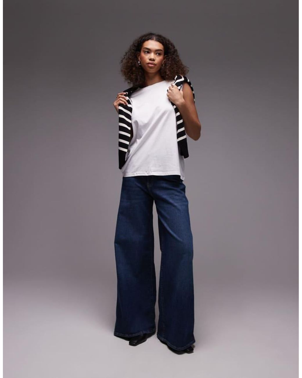 ARKET Gray Jersey T-Shirt Top With Cap Sleeves