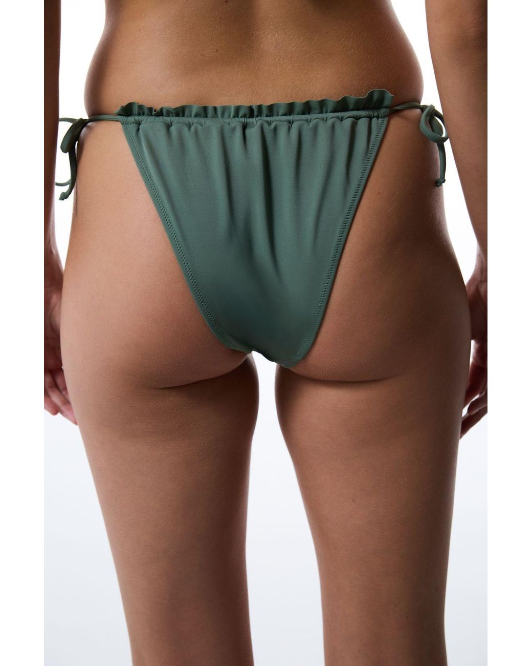 Penti Brown Low-Waist Tie-Side Frill Bikini Bottoms