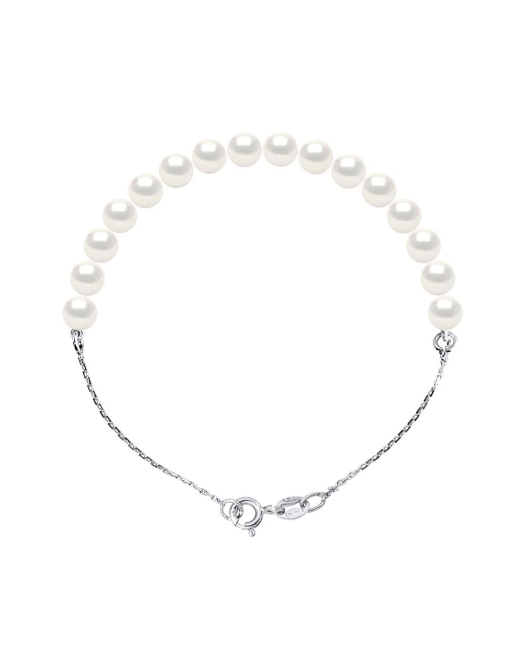 Ateliers Saint Germain Metallic Bracelet Real Cultured Freshwater Pearl Round 6-7 Mm