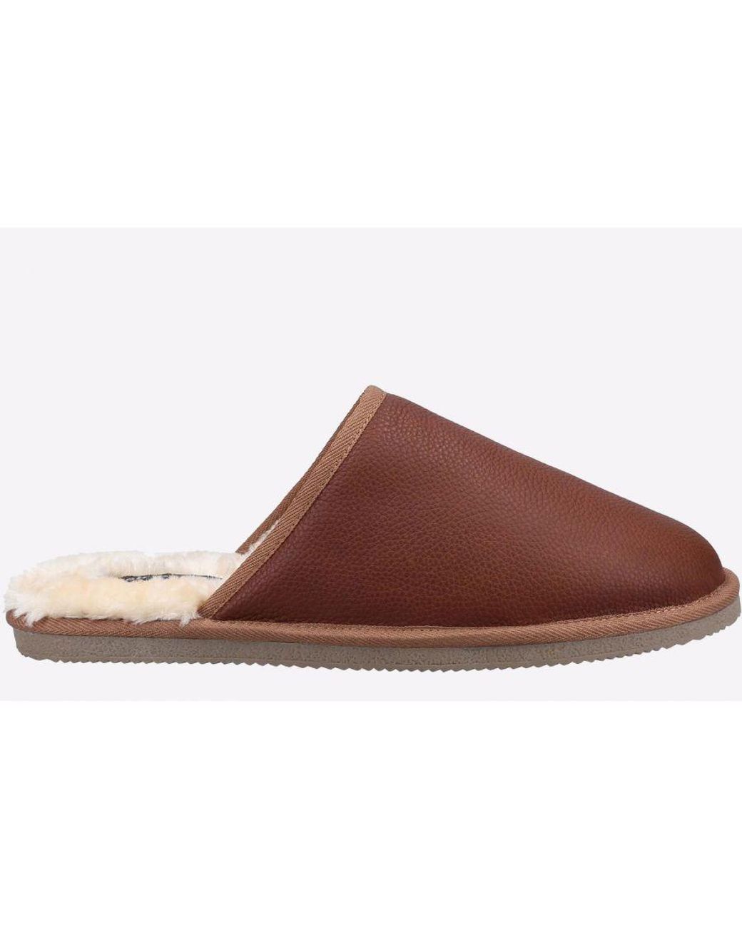 Hush Puppies Brown Coady Leather Memoryfoam Slipper for men
