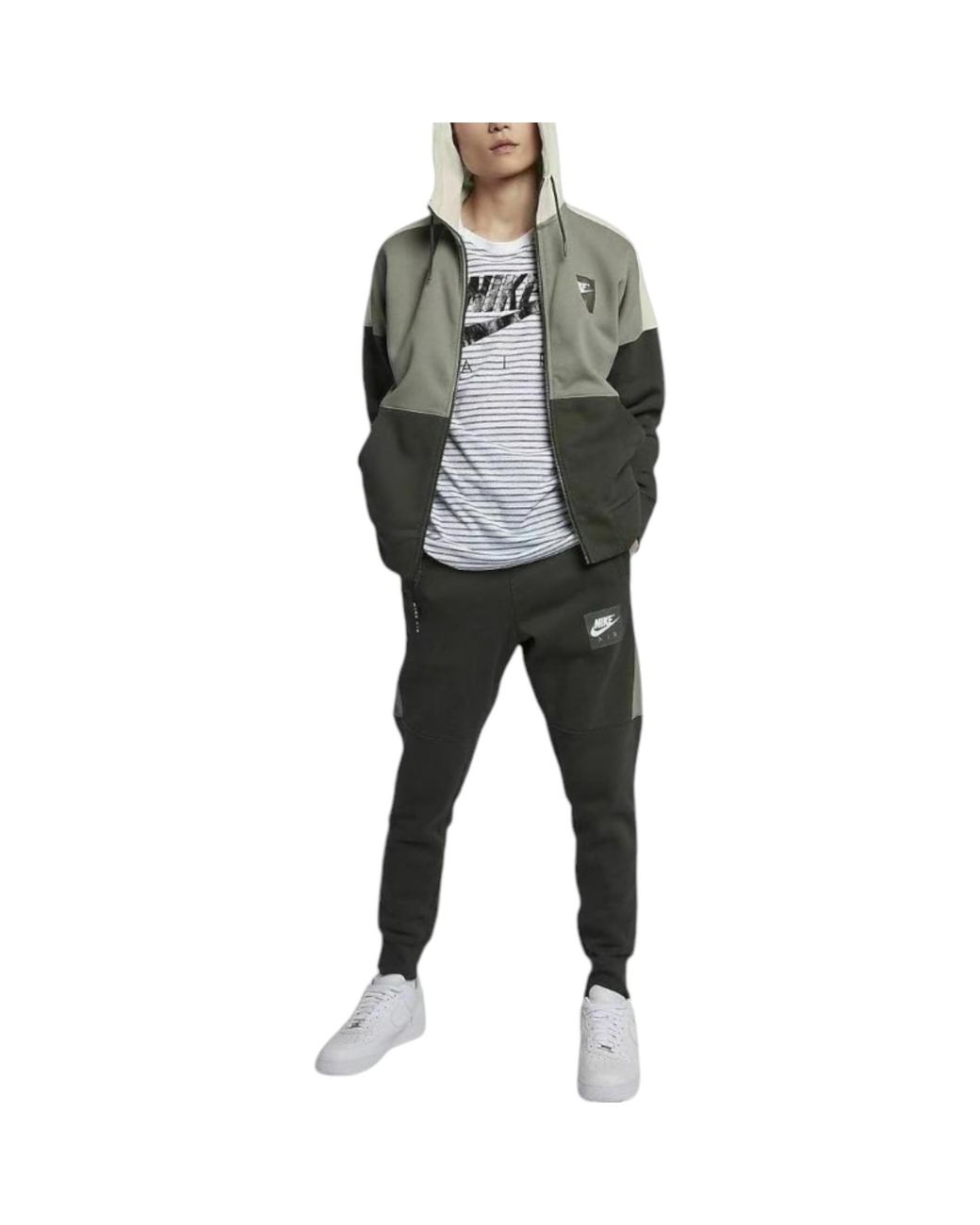 Nike Black Air Full Tracksuits Sweat Arm Print Hoodie Jogger for men