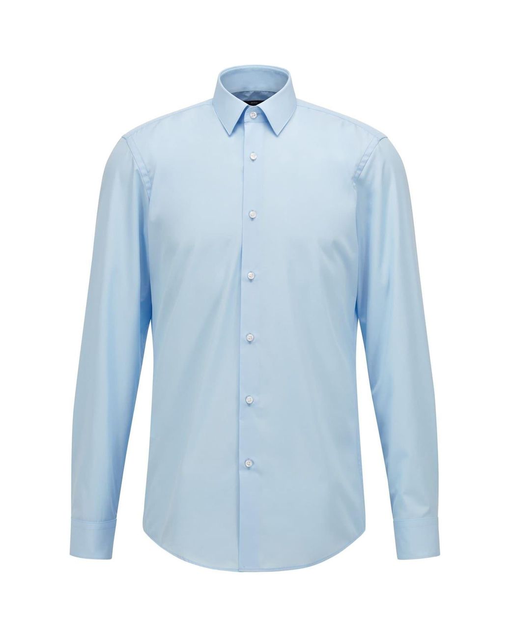 Boss Blue Collared Neck Point Collar Long Sleeve Shirt for men