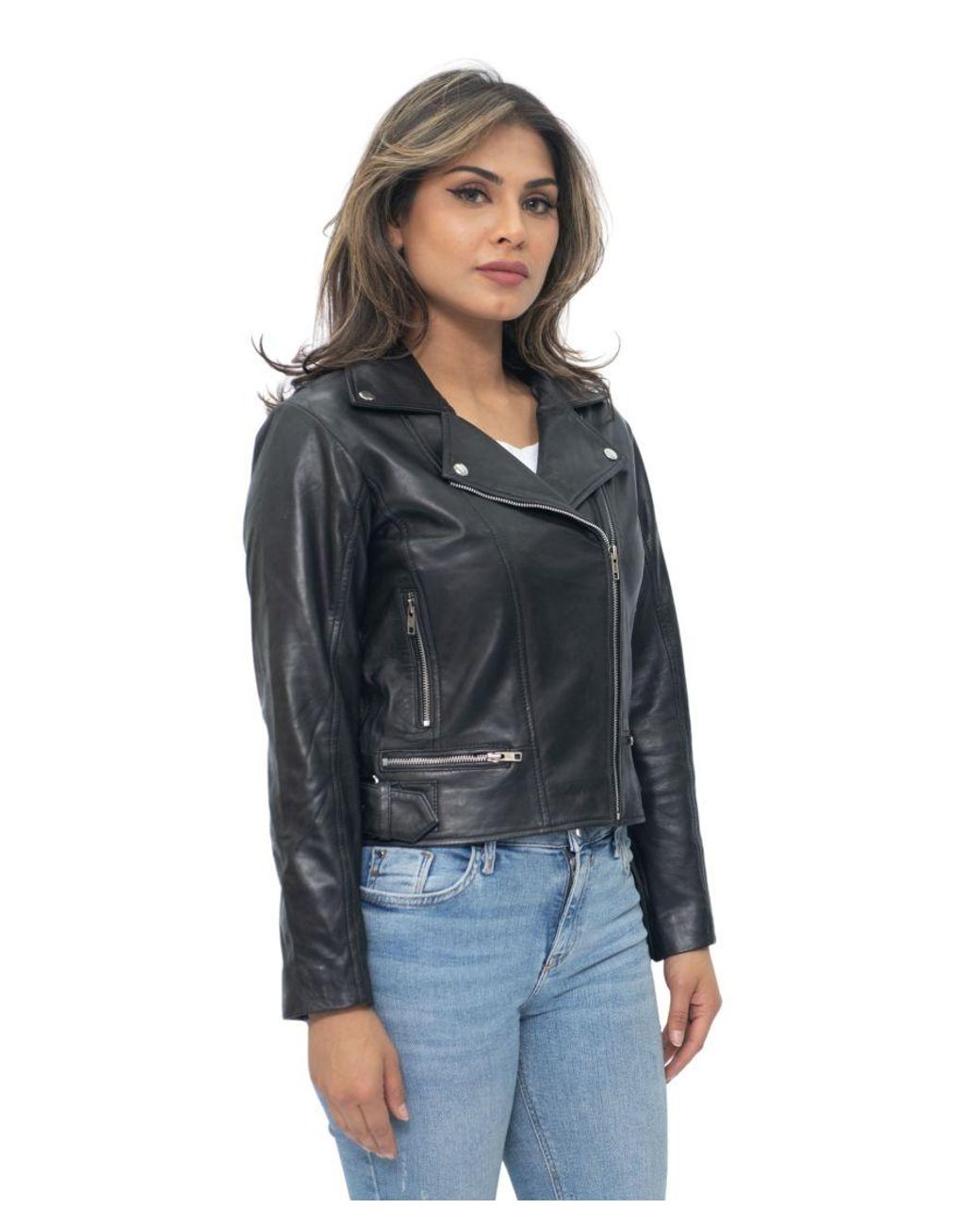 Infinity Leather Black Biker Jacket-Stockholm
