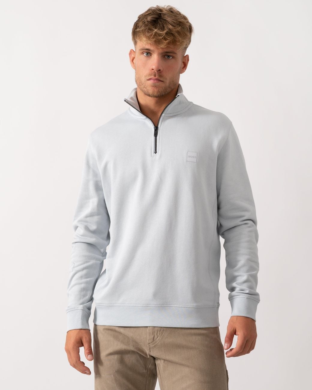 Boss Gray Zetrust 1/4 Zip Sweatshirt for men