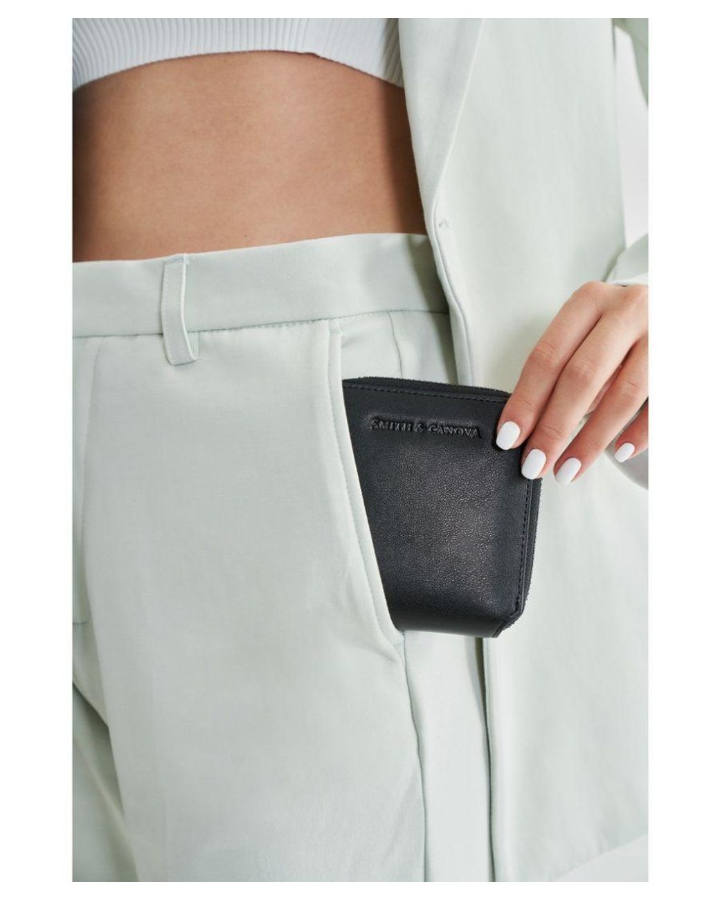 Smith & Canova Black Smooth Leather Square Zip Purse
