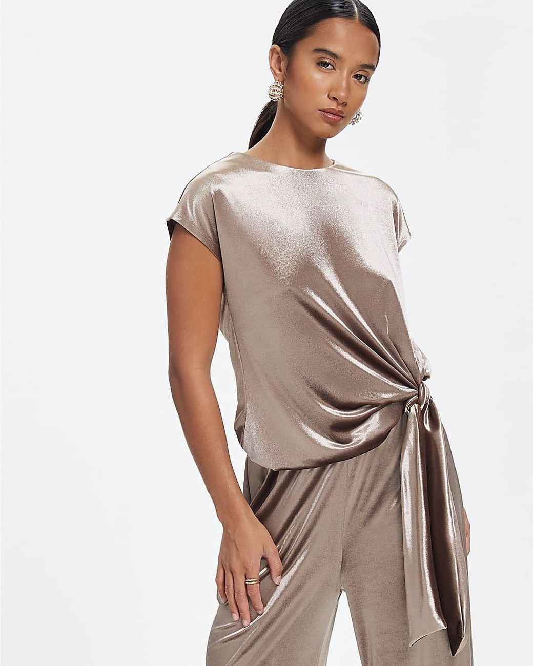 River Island Brown Top Velvet Tie Side
