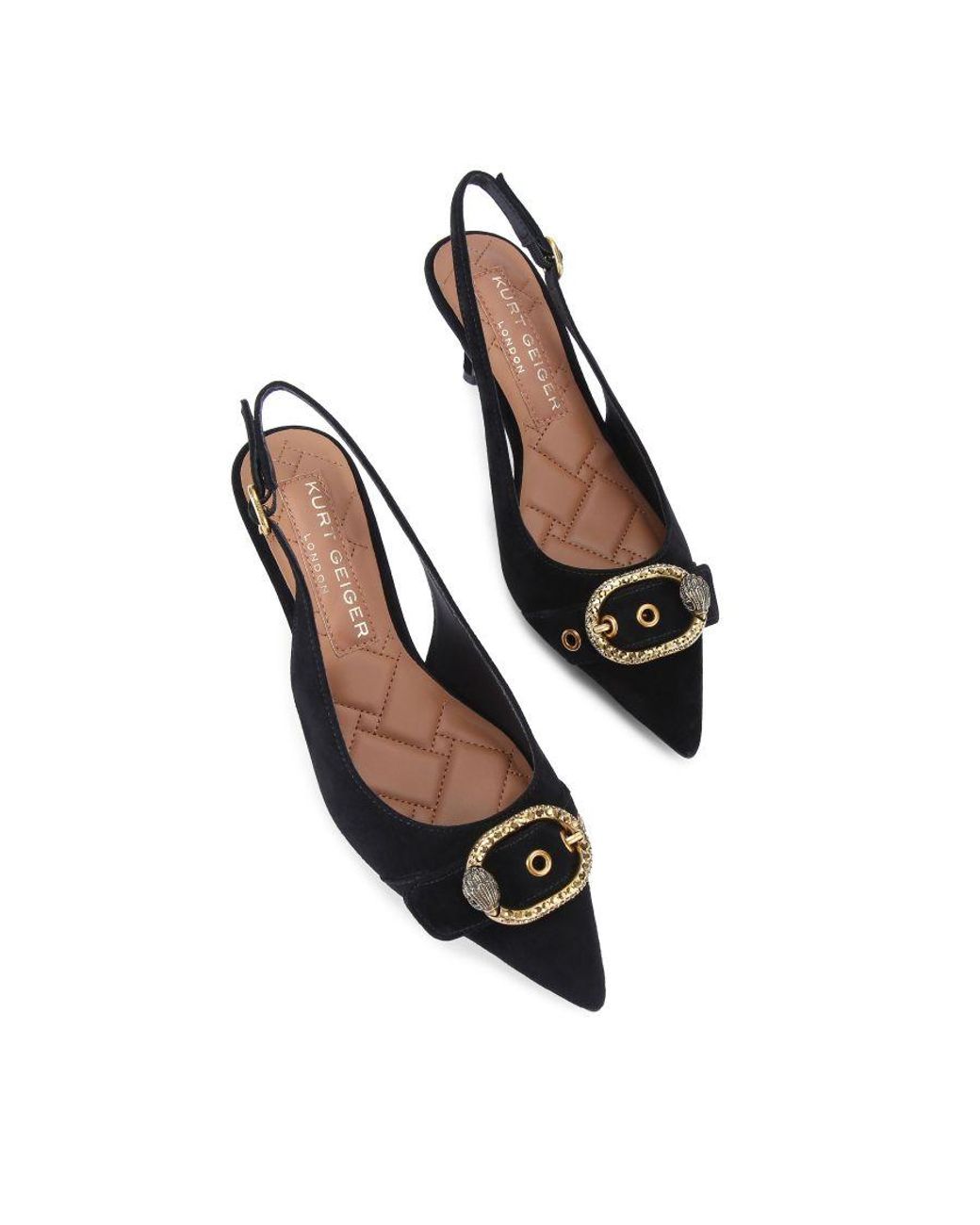 Kurt Geiger Black Suede Kgl Mayfair Sling Sm Egl Heels