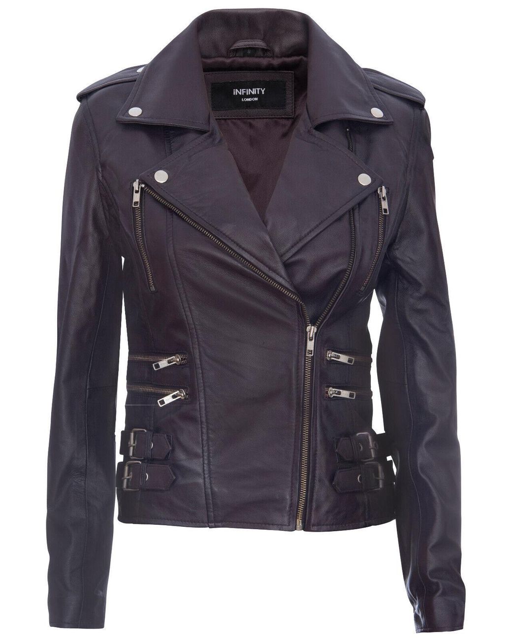 Infinity Leather Blue Brando Biker Jacket-Loddon
