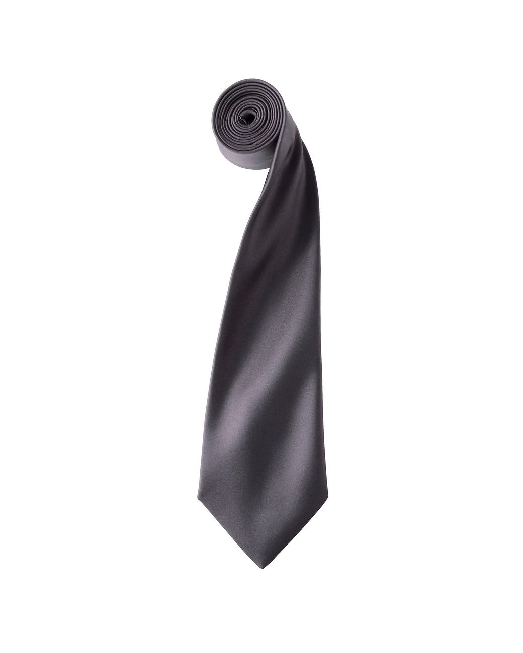 PREMIER Gray Plain Satin Tie (Narrow Blade) (Dark) for men