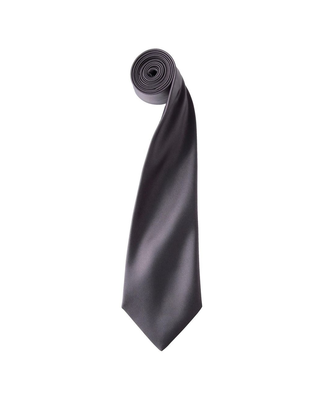 PREMIER Gray Plain Satin Tie (Narrow Blade) (Dark) for men