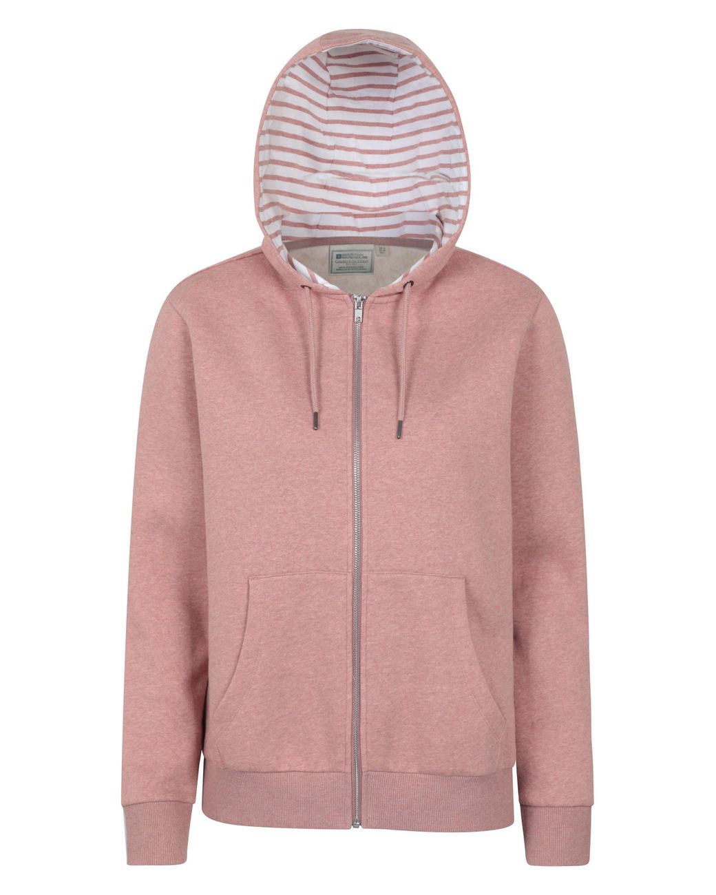 Mountain Warehouse Pink 'Penzance' Zip Through Hoodie With Side Pockets Drawcord Jumper Cotton