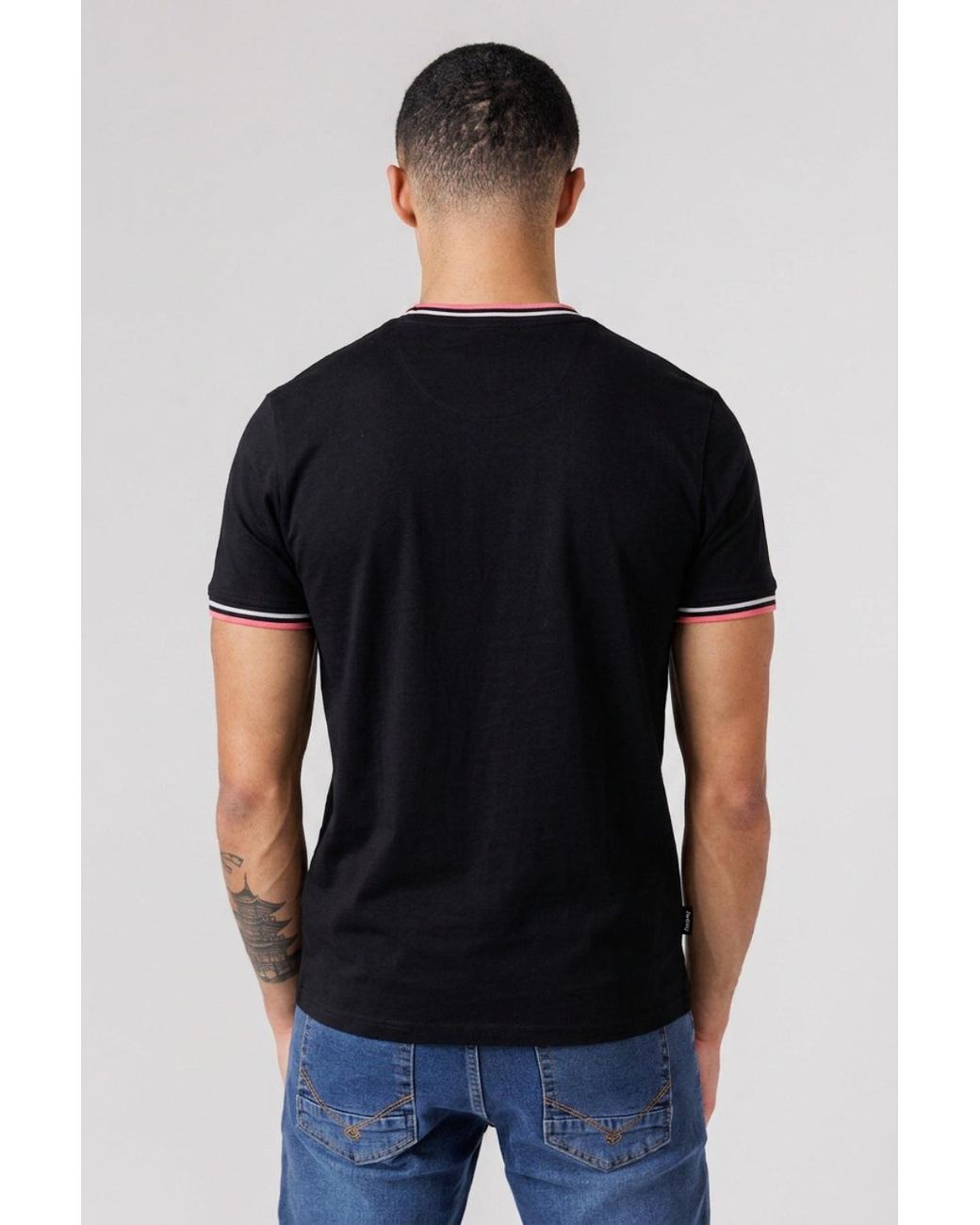 Firetrap Black Regular Fit Cotton Crew T Shirt for men