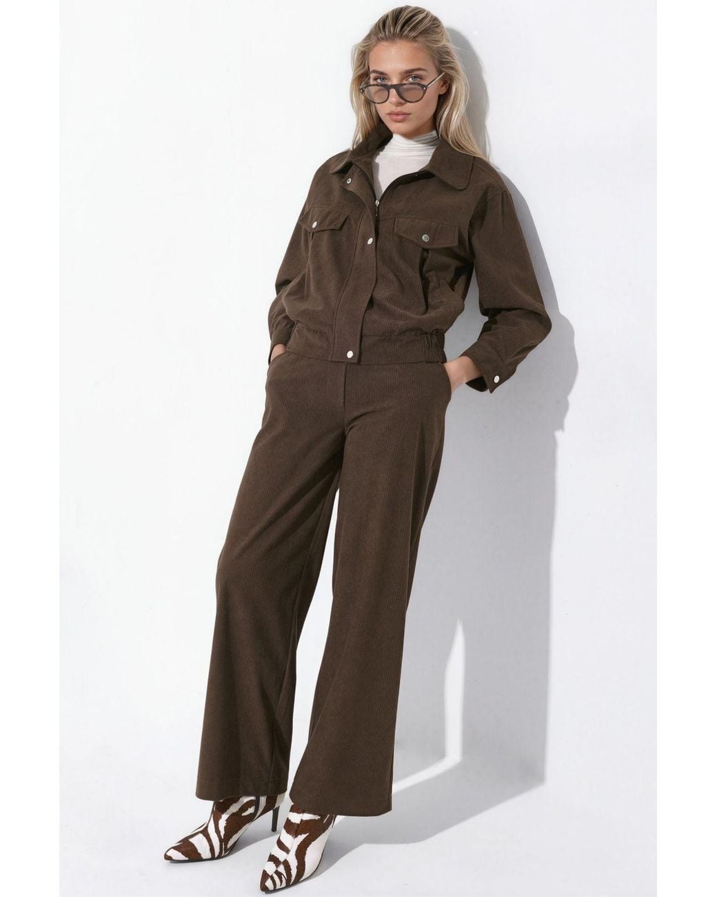 Hiccup Brown Velvet Jacket With Pocket Detail