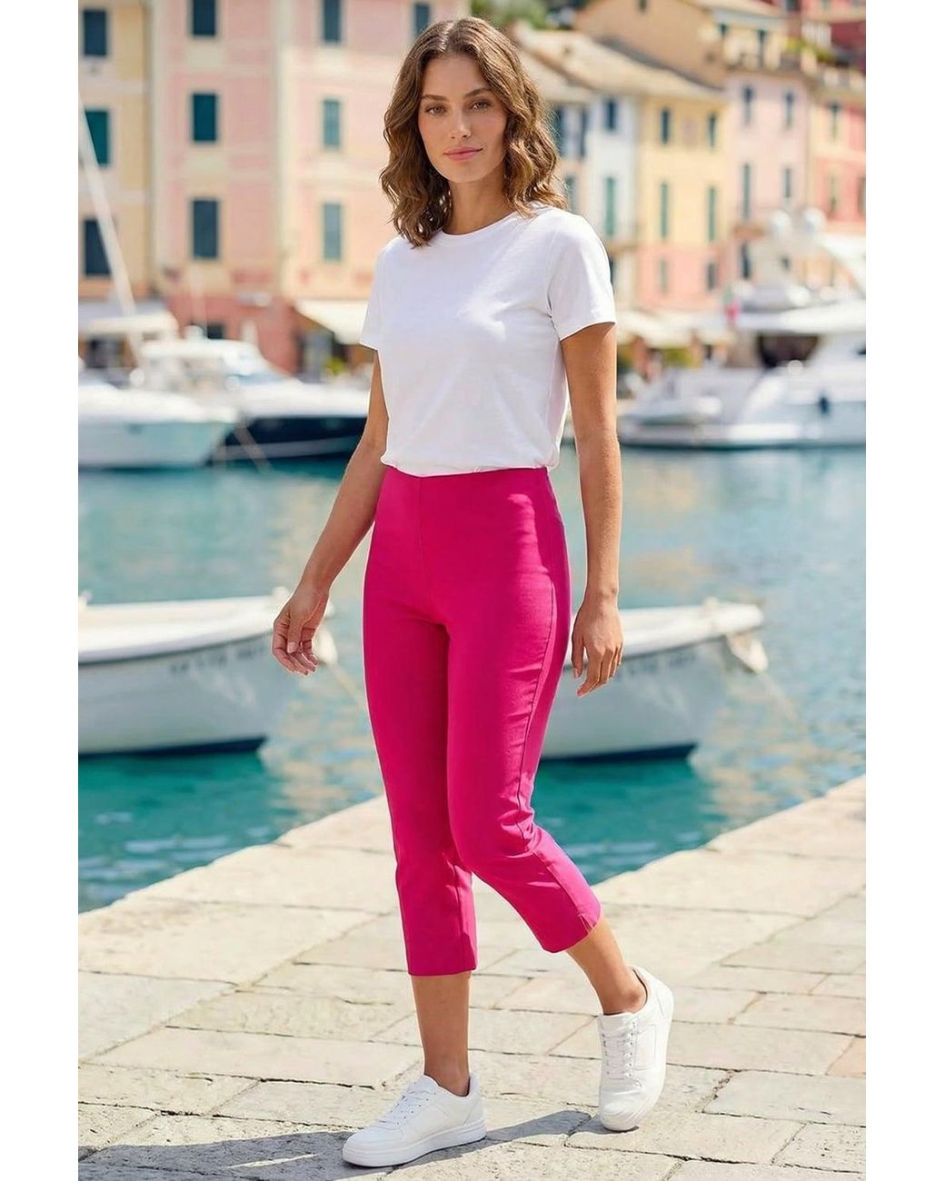 Roman Petite Pink Cropped Stretch Trouser