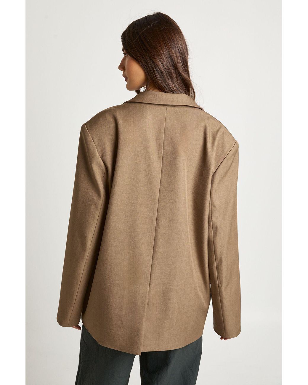 Boohoo Brown Single Breasted Oversized Blazer