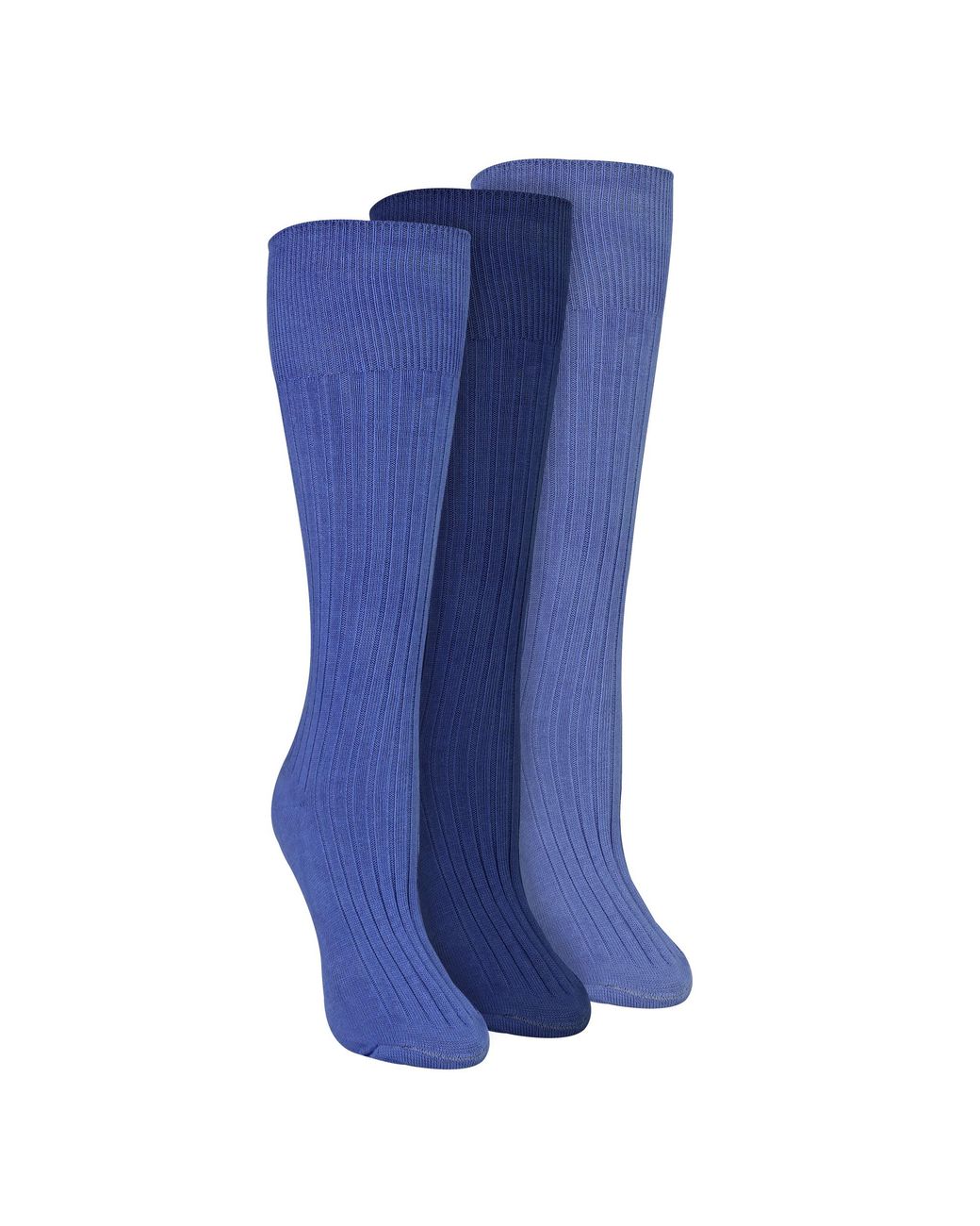 Sock Snob Blue Ladies 3 Pack Knee High 100% Cotton Soft Breathable Socks