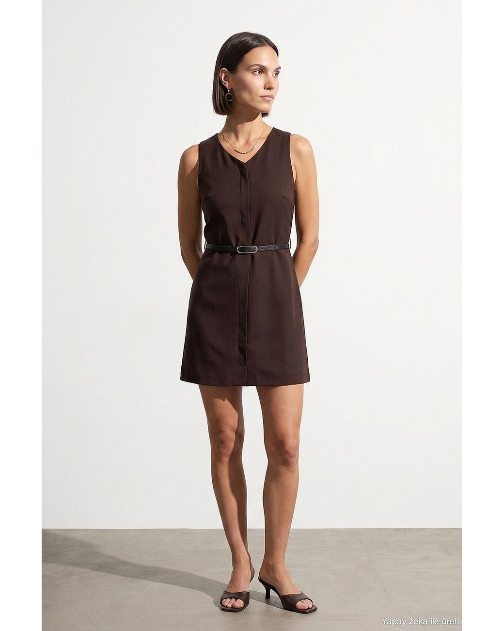 Dilvin Brown Tencel Maxi Dress