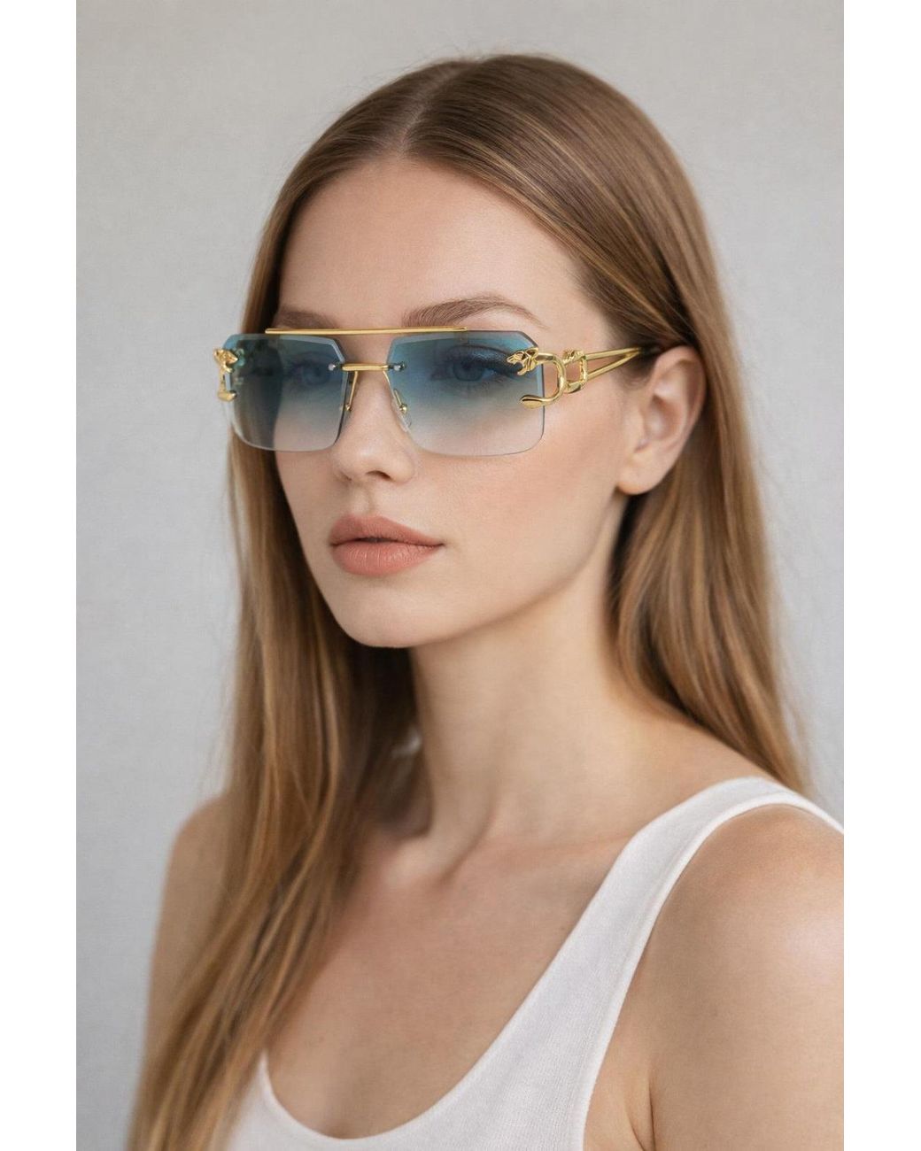 SVNX Brown Rimeless Navigator With Side Detail Sunglasses