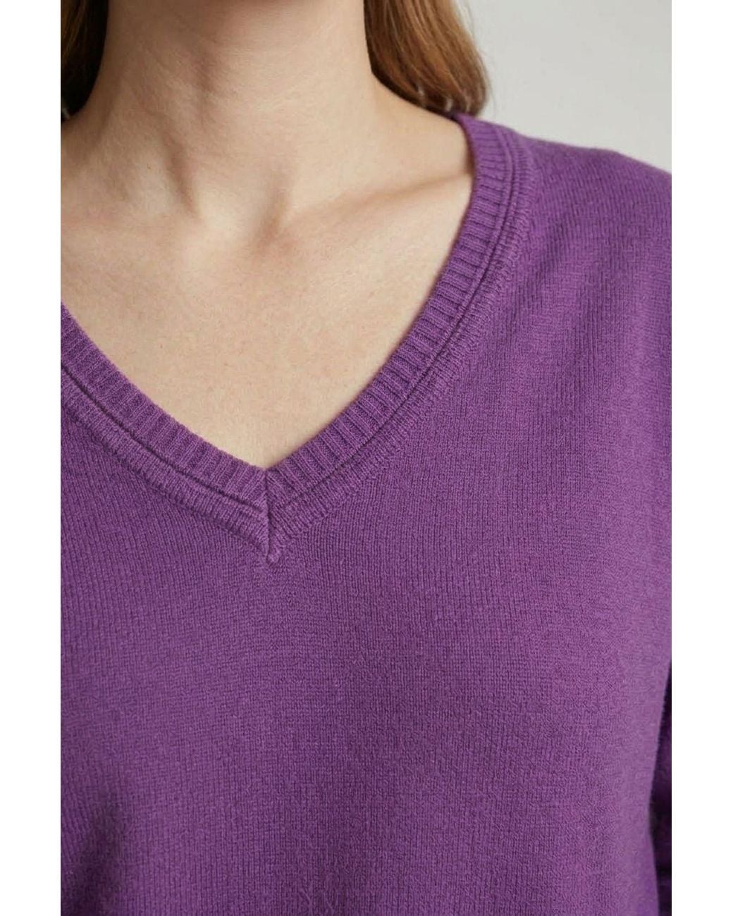 Izabel London Purple Slim Fit V-Neck Lightweight Jumper