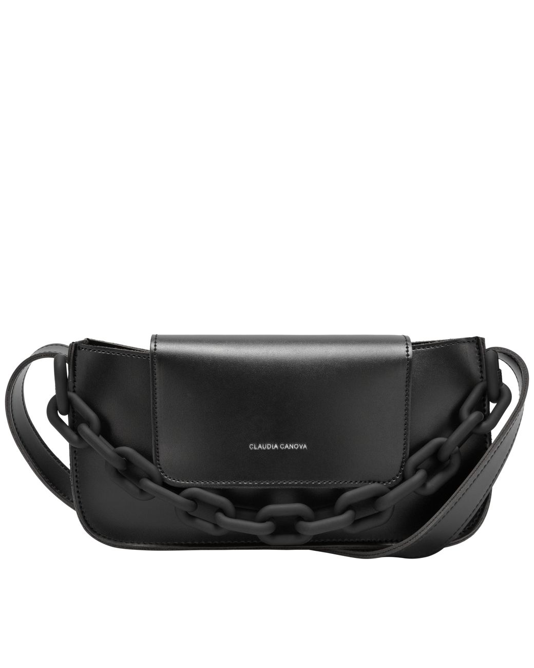 Claudia Canova Black Esme Flap Over Shoulder Bag