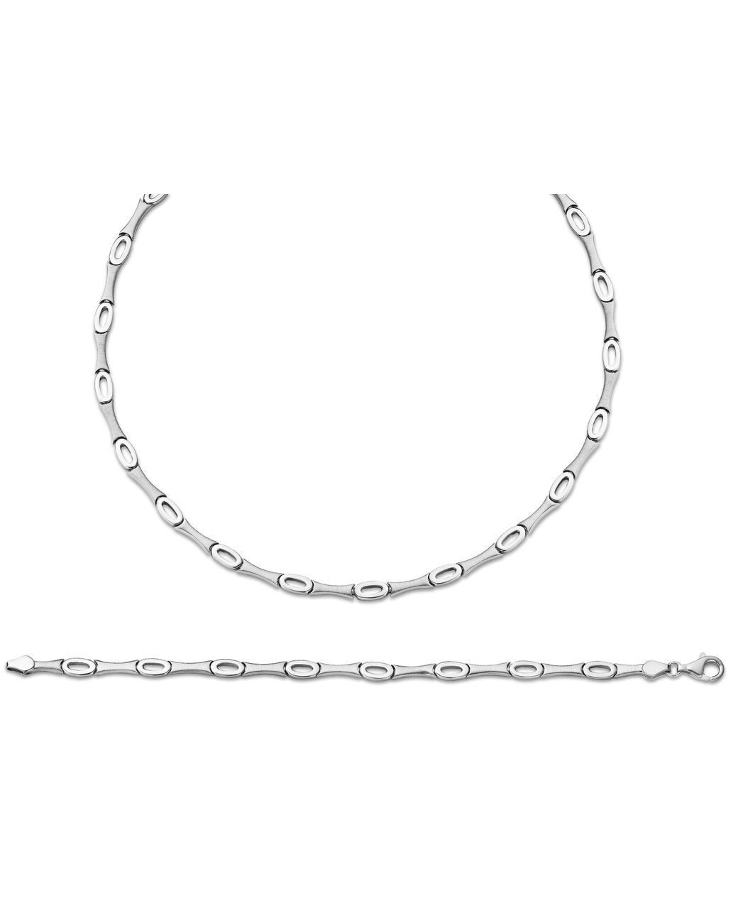 Orphelia Black 925 Sterling Set: Chain + Bracelet