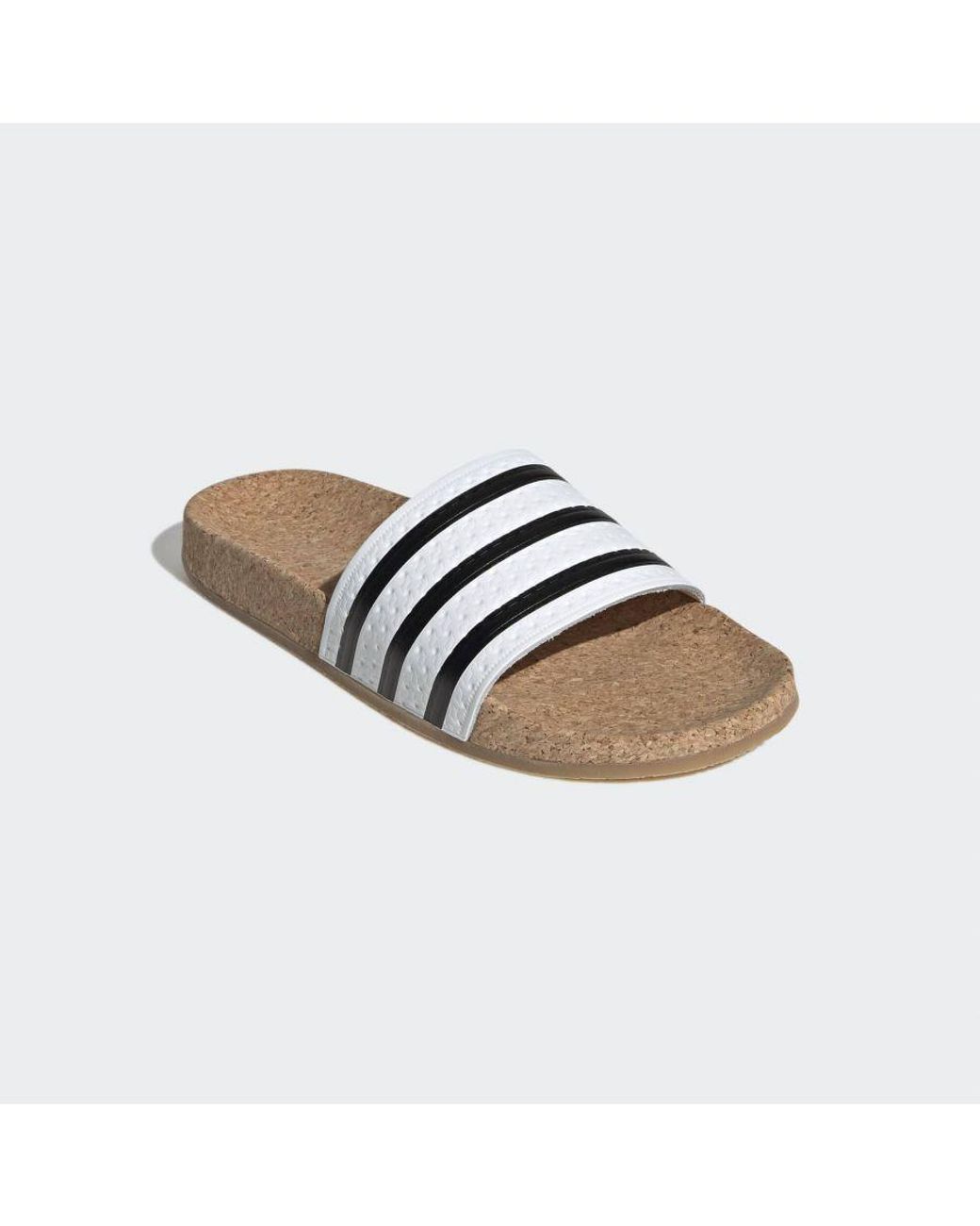Adidas Originals White Adilette Cork Slides
