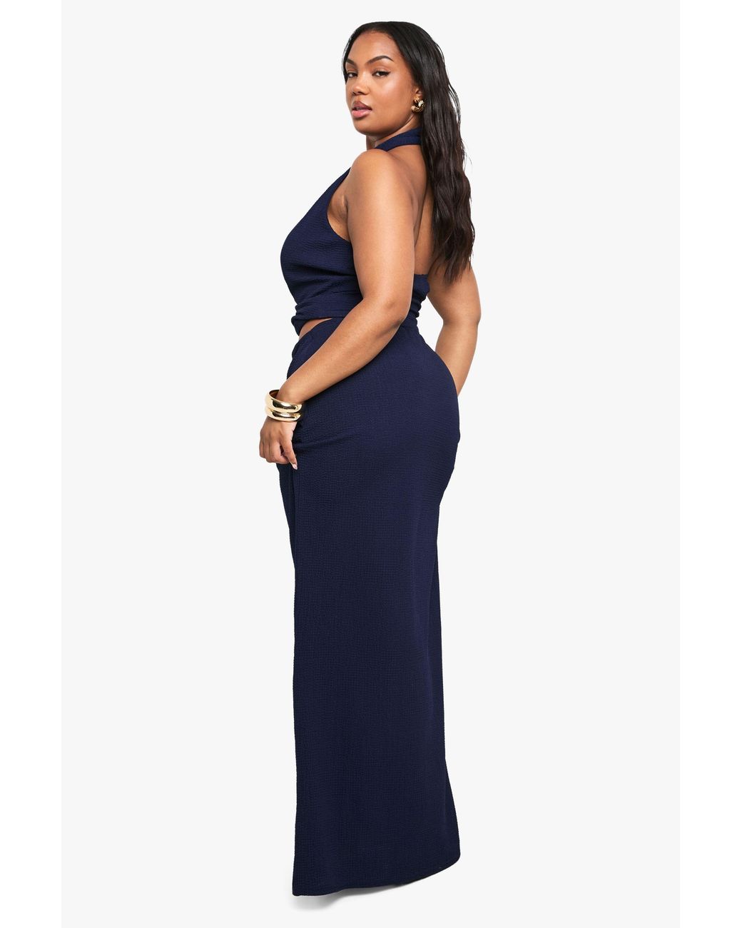 Boohoo Blue Plus Detail Maxi Skirt
