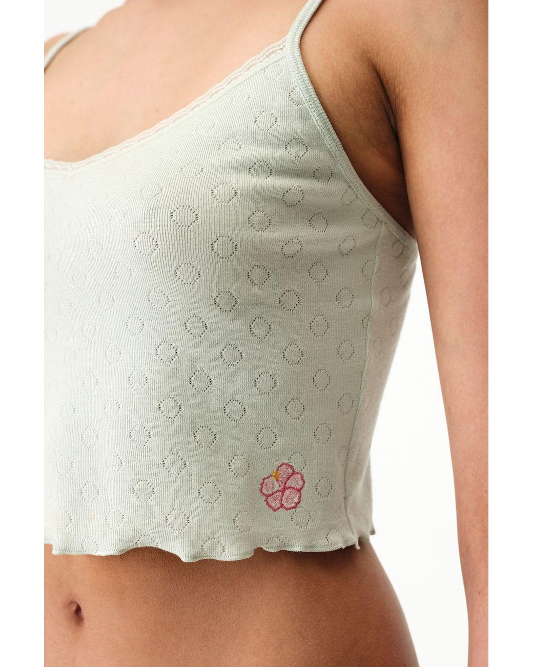 Penti White Textured Cotton Blend Fitted Cami Top