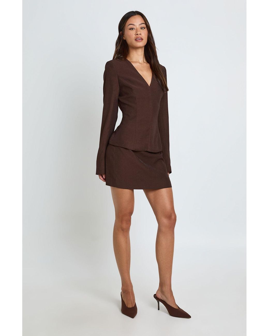 Boohoo Brown Tall Tailored Mini Skirt