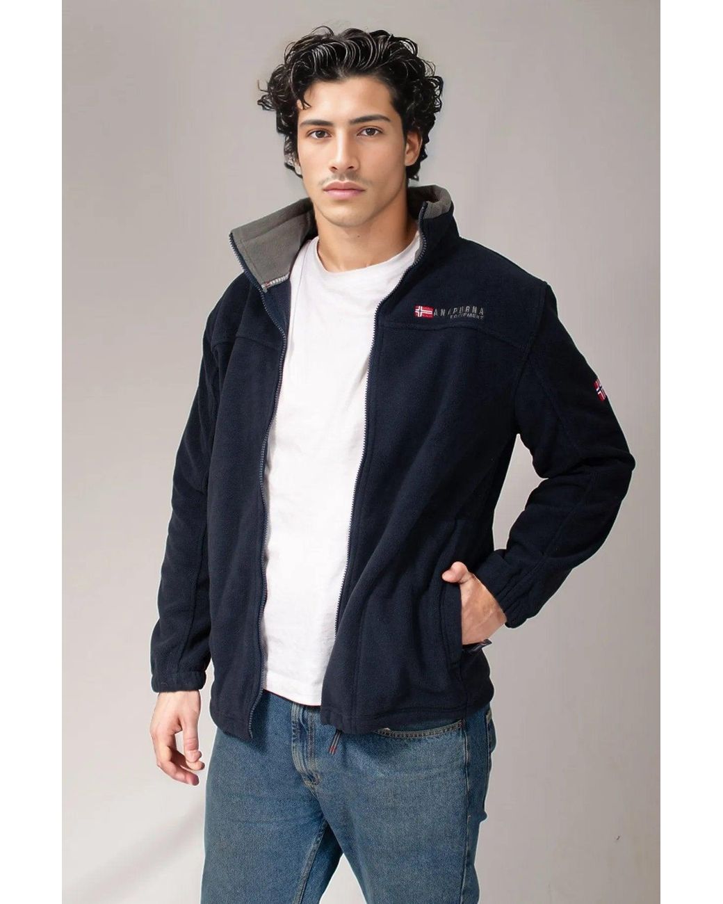 Secret Label Blue Zip Front Fleece Jacket for men