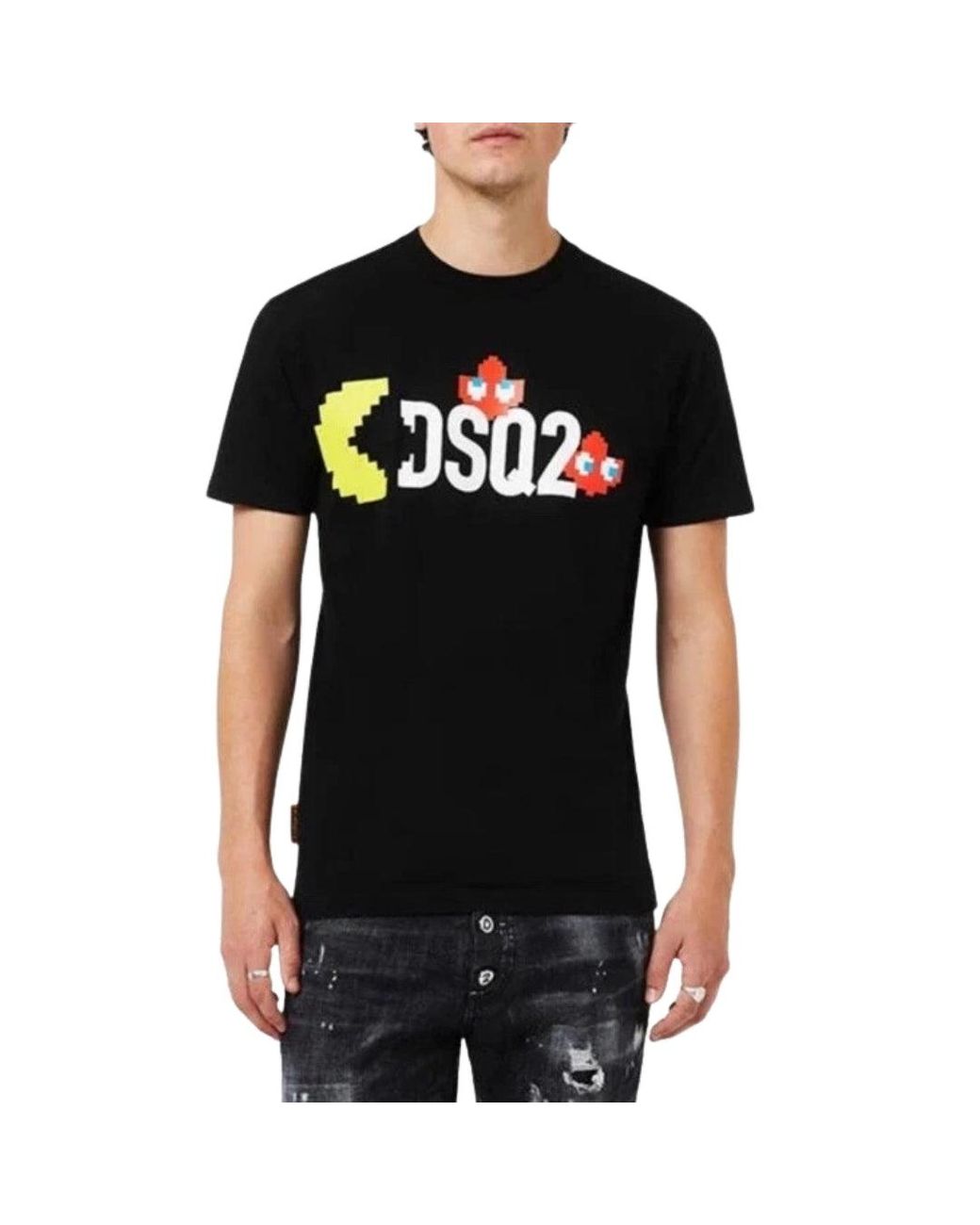 DSquared² Black Pac Dsq2 Logo T-Shirt Cotton for men