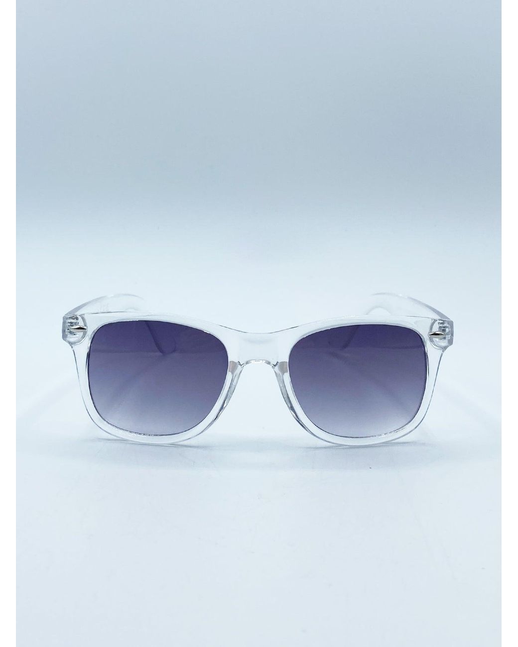 SVNX Blue Clear Wayfarer Sunglasses With Graded Lenses