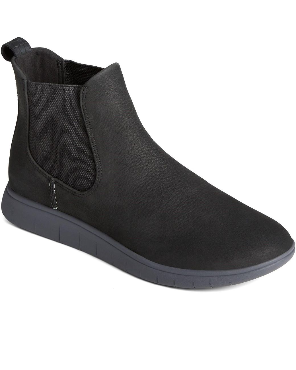 Sperry Top-Sider Black Coastal Plushwave Ladies Ankle Boots Leather