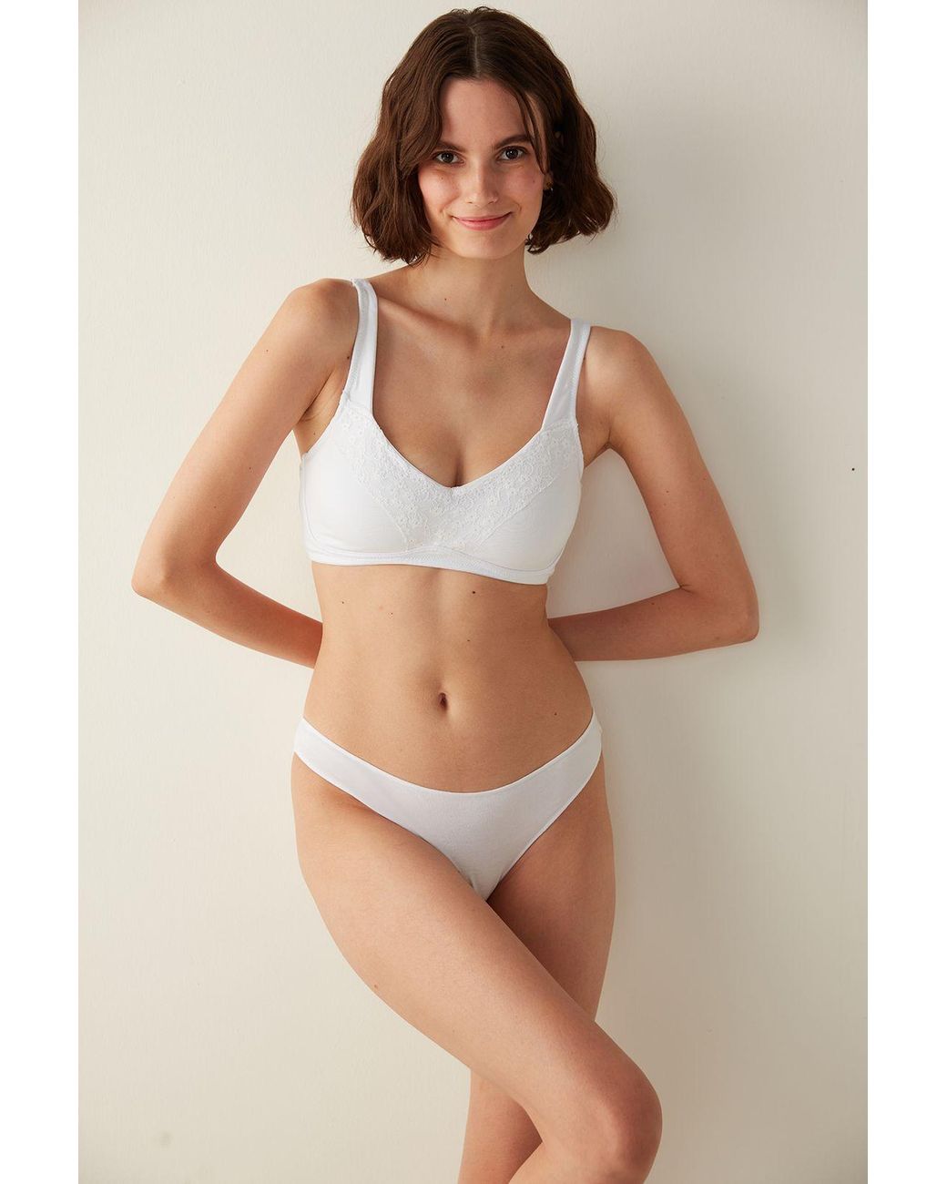 Penti White Lace Jersey Bralette