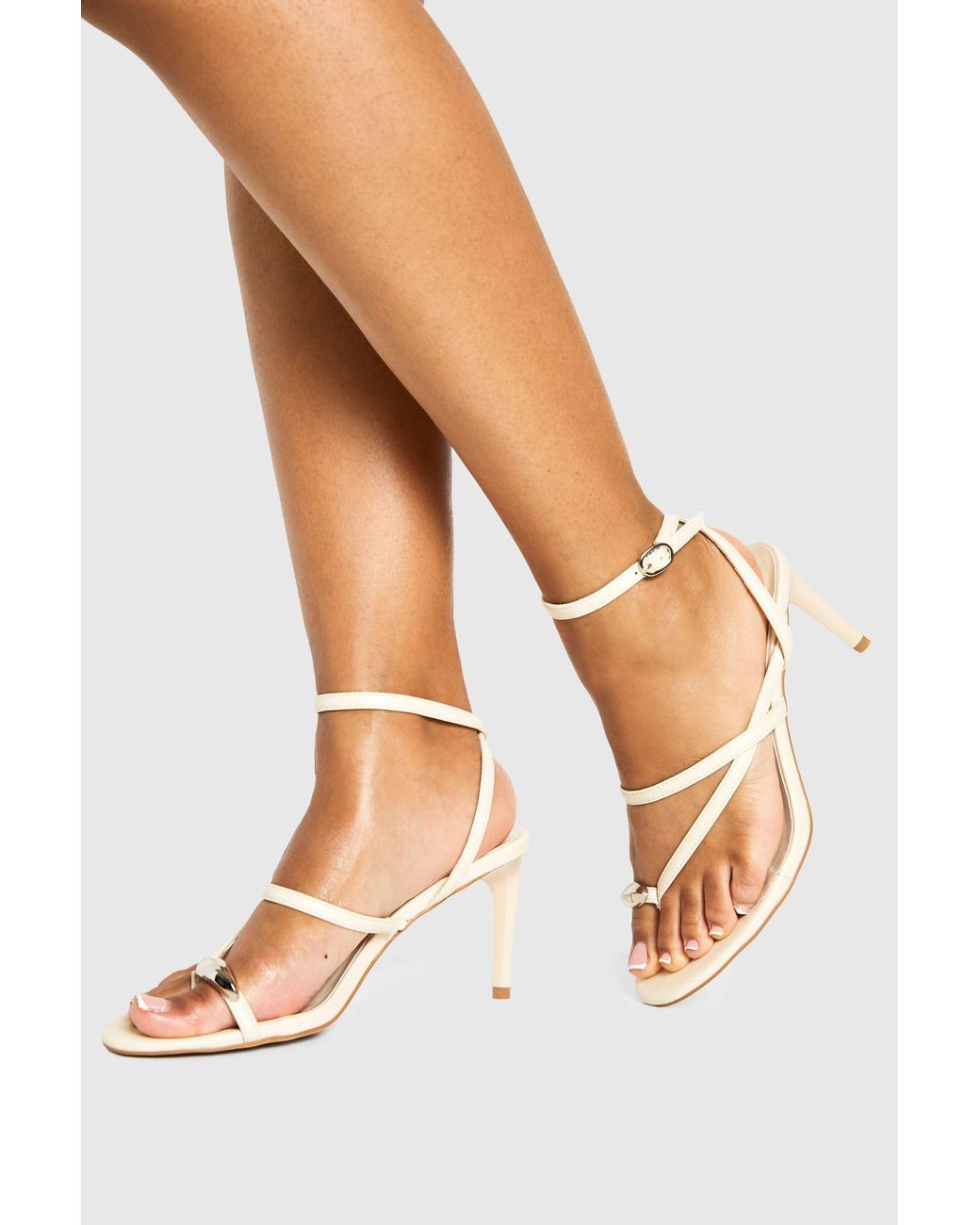 Boohoo Natural Hardware Detail 2 Part Heels